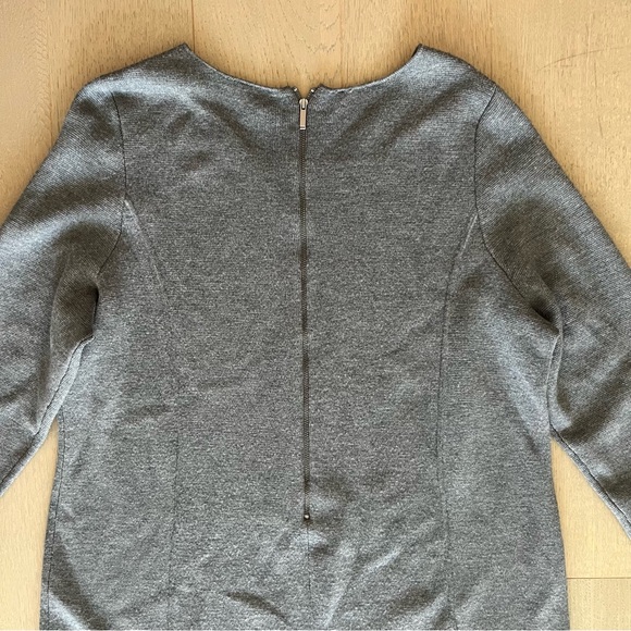 Talbots Dark Grey Merino Wool Long Sleeve V-Neck Dress - Picture 6 of 9